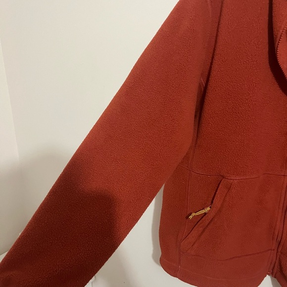 L.L.Bean Rust Orange Fleece Jacket Zip Up Mock Neck Size: XL - Picture 7 of 8